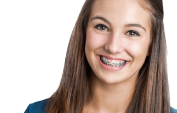Young Lady Smiling with Metal Braces