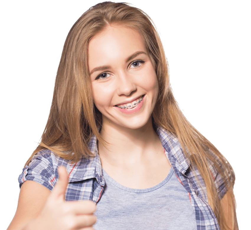 Smiling girl with braces